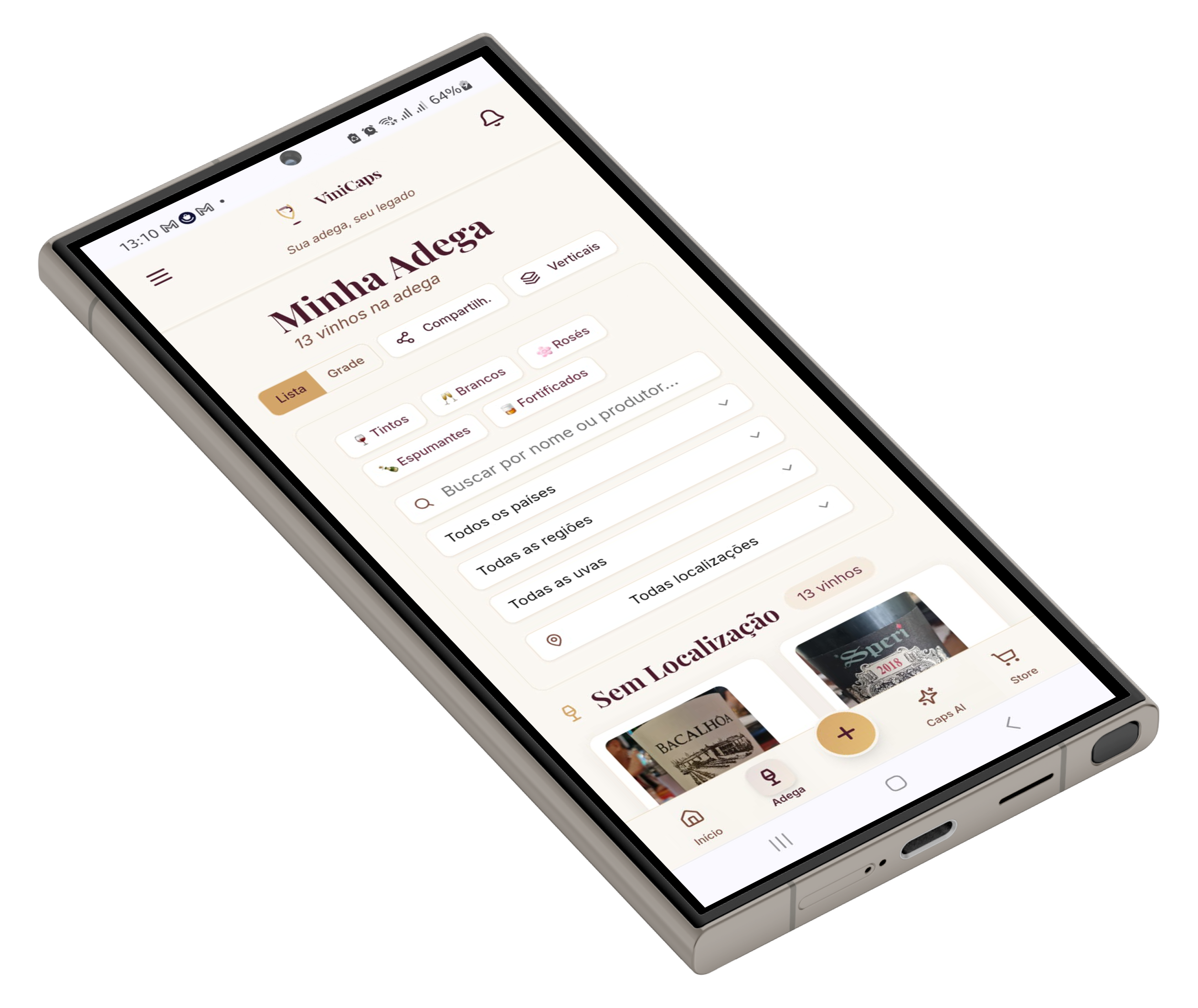 ViniCaps App - Interface Minha Adega